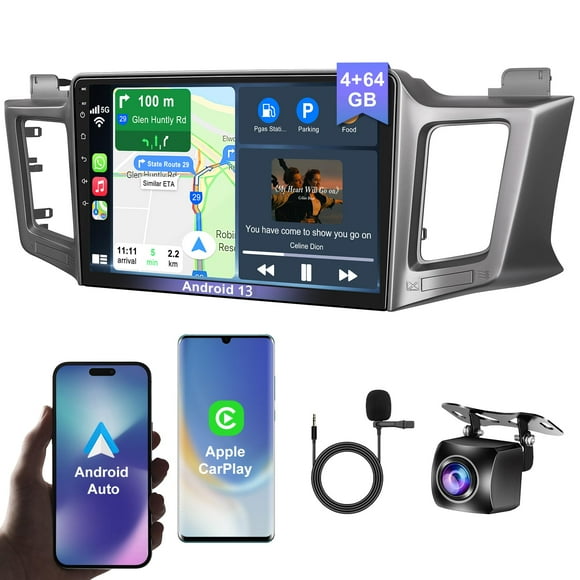 Estéreo de coche Android 13 de 4 GB de RAM y 64 GB de ROM para Toyota RAV4 2013-2018