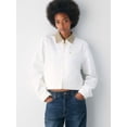thumbnail image 5 of Cropped Jacket Women Long Sleeve Lapel Neck Zip Up Jackets for Women White M, 5 of 8