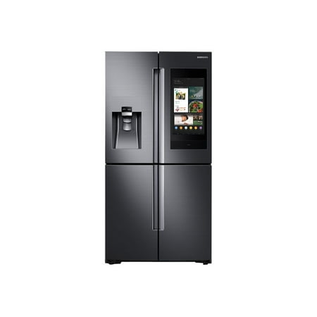 Samsung - Family Hub 22 Cu. Ft. 4-Door Flex French Door Counter-Depth Fingerprint Resistant Refrigerator - Black stainless steel