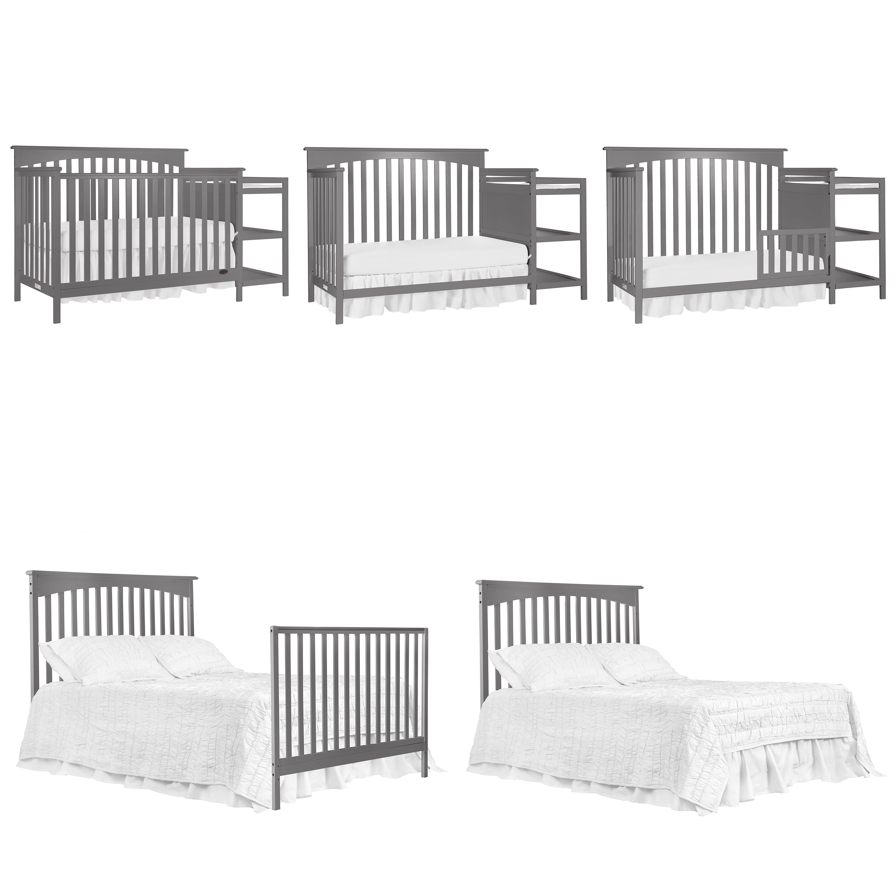 Dream On Me Chloe 5-in-1 Convertible Crib and Changer, Storm Grey