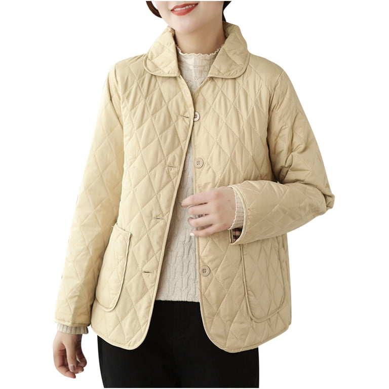 cllios Womens Stand Collar Quilted Jackets Short Padded Coat SLong