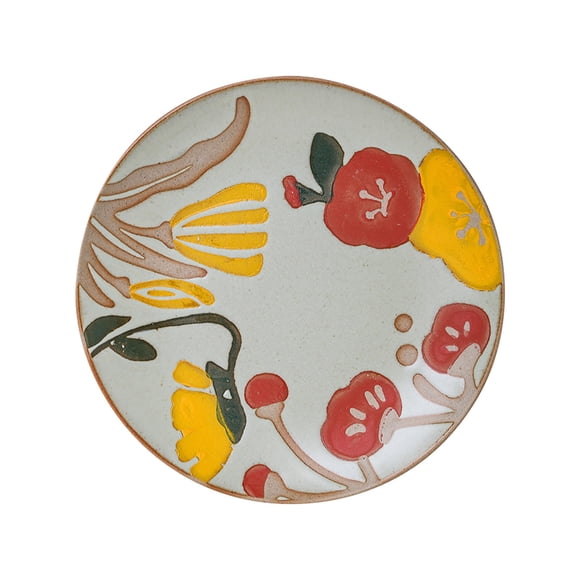 Hearth & Gear Hand Painted Ceramic Plate Unique Earthenware Dinnerware For Home Décor Or End Table Mats round Plaid Fabric Charger round Dinner Table Set for 5 Dining Table with Storage Set for 4
