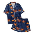 thumbnail image 4 of 2 Piece Sets for Women – Cotton Pajama Sets Oversized Loungewear Button Up Tops for Postpartum or Home Relaxation Ladies' Thanksgiving Turkey Print Pajama Shorts Set 2024, 4 of 4