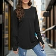 thumbnail image 2 of Summer Shirts For Women 2024 Going Out Long Sleeve Round Neck Basic Solid Color Thumbhole Tunic Loose Fit Tees, 2 of 5