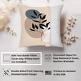 thumbnail image 2 of Ethan Taylor Botanical Throw Pillow Soft Cushion Cover 'Boho Leaves Botanicals Leaf Boho' Bohemian Pattern Decorative Square Accent Pillow Case, 16x16 Inches, Beige, Brown, 2 of 5