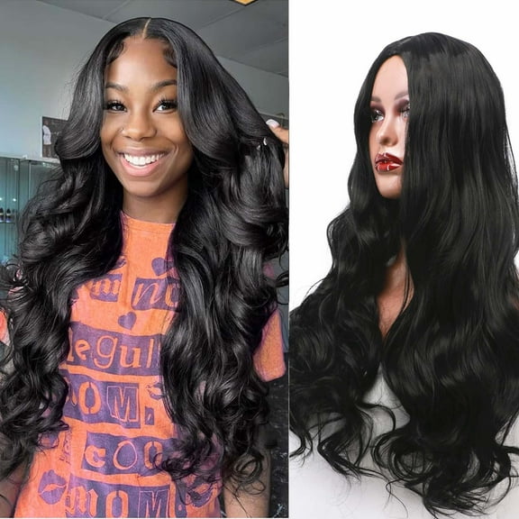 Guoxxzi European And Wigs Long Curly Hair Center Split Bangs Big Synthetic Fiber Wig Headbands