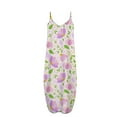 thumbnail image 5 of Lenago Robe Maxi Grande Taille pour Femmes Mode Taille Mi-Haute Col en V Sans Manches Rayée Imprimé Floral Robe Longue de Plage Été en Solde, 5 of 5