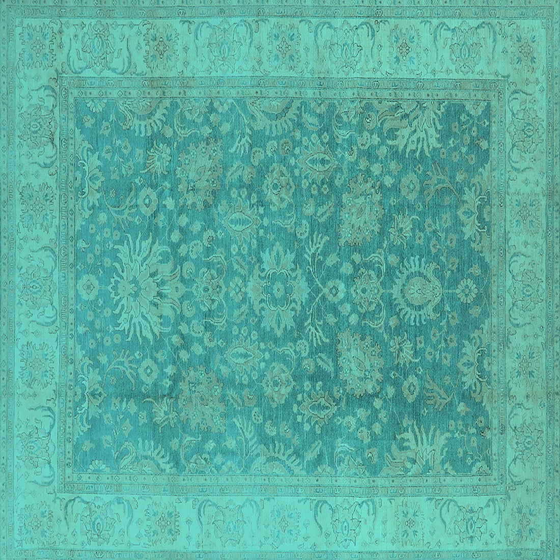 Ahgly Company Indoor Square Oriental Turquoise Blue Traditional Area ...