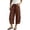 Brown, variant on Women's Relaxed Wide Leg Capri Pants Flexible Breathable Quarter Blue M