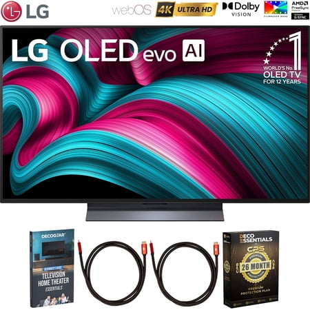 LG 77 Inch Class C5 Series OLED evo 4K UHD Smart webOS TV 2025 OLED77C5PUA Bundle with Deco Gear Home Theater Guide, 2 HDMI Cables and Deco Essentials CPS 26 Months Premium Extended Protection Pack