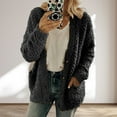 thumbnail image 3 of BAETEUY Women Plush Coat Long Sleeves Single-breasted Jacket with Pockets, 3 of 8