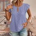 thumbnail image 2 of ZQGJB Womens Summer Sleeveless Tank Tops Crewneck Ruffle Cap Sleeve Eyelet Shirts Loose Fit Casual Dressy Tunic Blouses Purple XL, 2 of 9