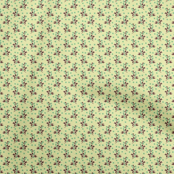 oneOone Cotton Poplin Light Yellow Fabric Floral Diy Clothing Quilting Fabric Print Fabric By Yard 42 Inch Wide
