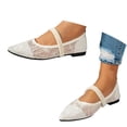 thumbnail image 1 of Women Breathable Lace Panel Flat Shoes Wide Fit Casual Pointed Toe Slip Ons Comfortable Everyday Wear, 1 of 7