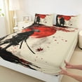 thumbnail image 3 of Castle Fairy Japanese Samurai Twin Sheet Sets 3pcs for Kids Teens Adults,Black Red Maple Leaves Twin Fitted Sheet Microfiber,Exotic Style Breathable Flat Sheet,Luxury Bedroom Decor, 3 of 7