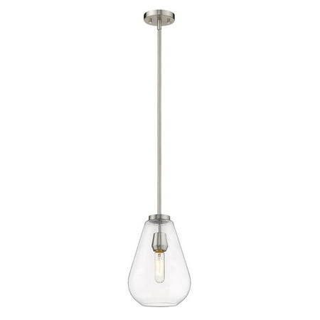 

11.75 in. 1-Light Pendant in Clear and Brushed Nickel