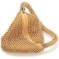 thumbnail image 3 of XINQIHANG Portefeuille Triangle pour Femmes avec Strass, Pochette de Soirée, Or, Grand, 3 of 5
