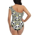thumbnail image 5 of Pofeuu Panda With Crown And Stars Print Women's One Piece Swimsuits One Shoulder Swimwear Asymmetric Ruffle Monokinis Bathing Suits-Large, 5 of 6