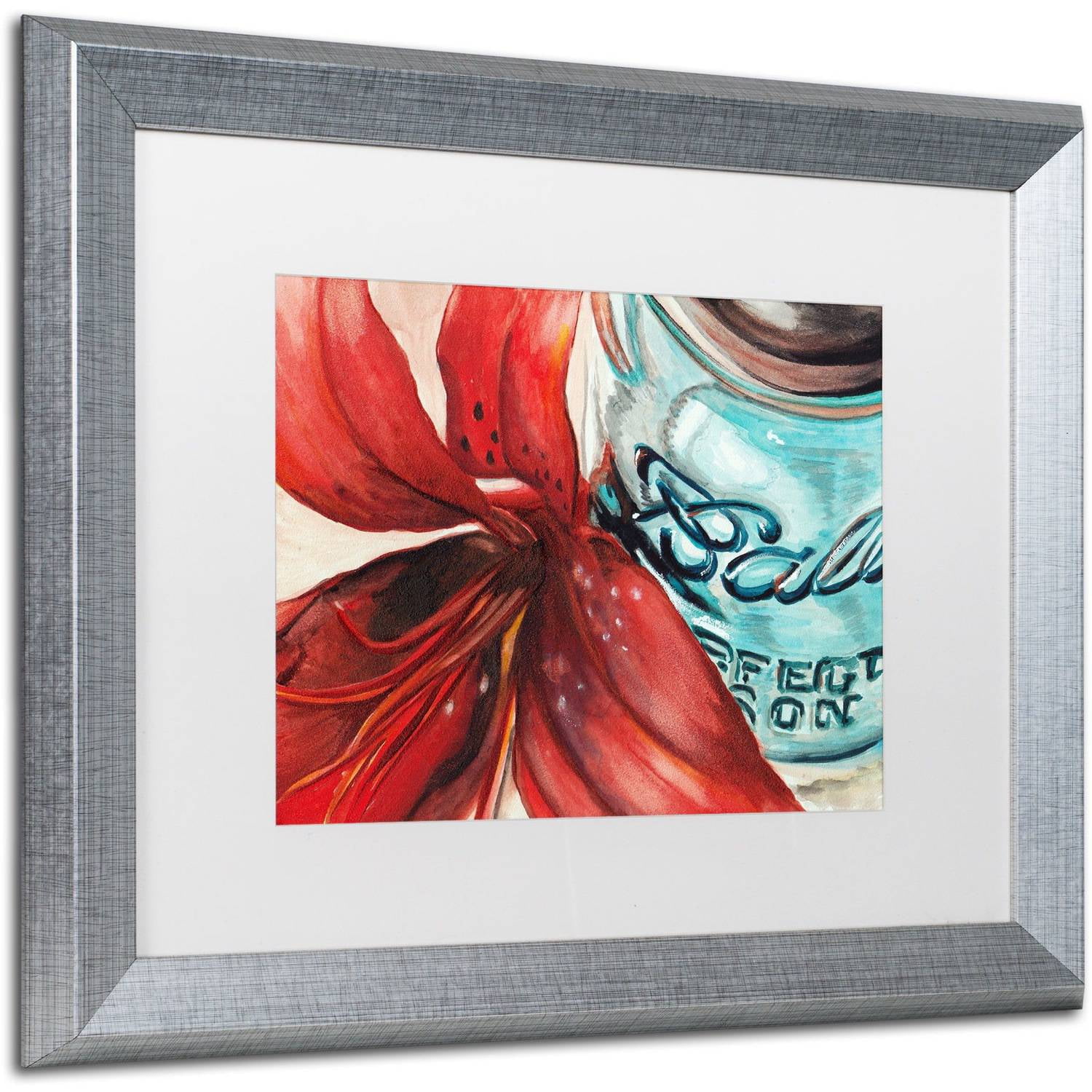 Trademark Fine Art "Chili Peppers" Canvas Art by Jennifer Redstreake White Matte, Silver Frame