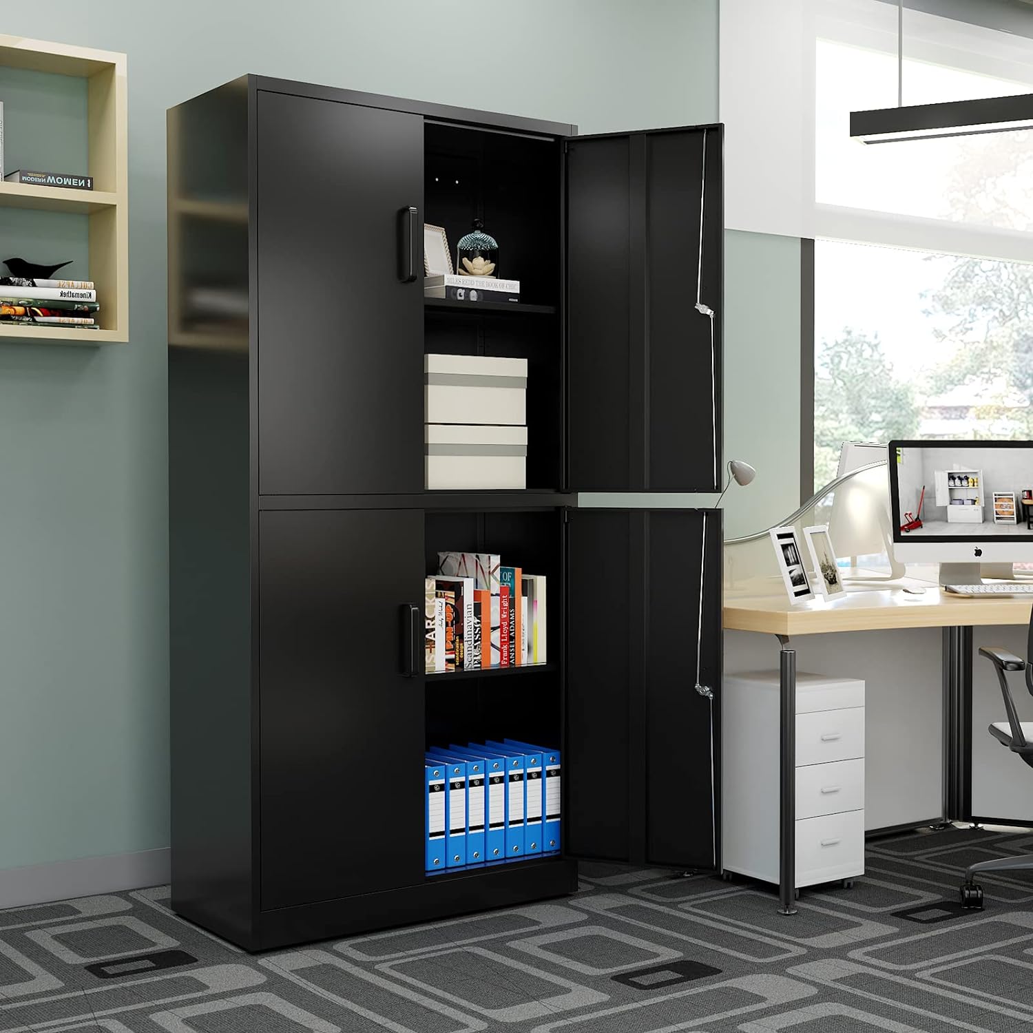 RSJIWOGZ Metal Cabinets with Locking Doors&2 Adjustable Shelves ...