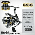 thumbnail image 2 of Proberos CM2000-7000 Series Spinning Reel , 3+1 Stainless Steel BBs, 5.2:1 Gear Ratio, Ambidextrous, Rotating Fishing Reel, 2 of 22