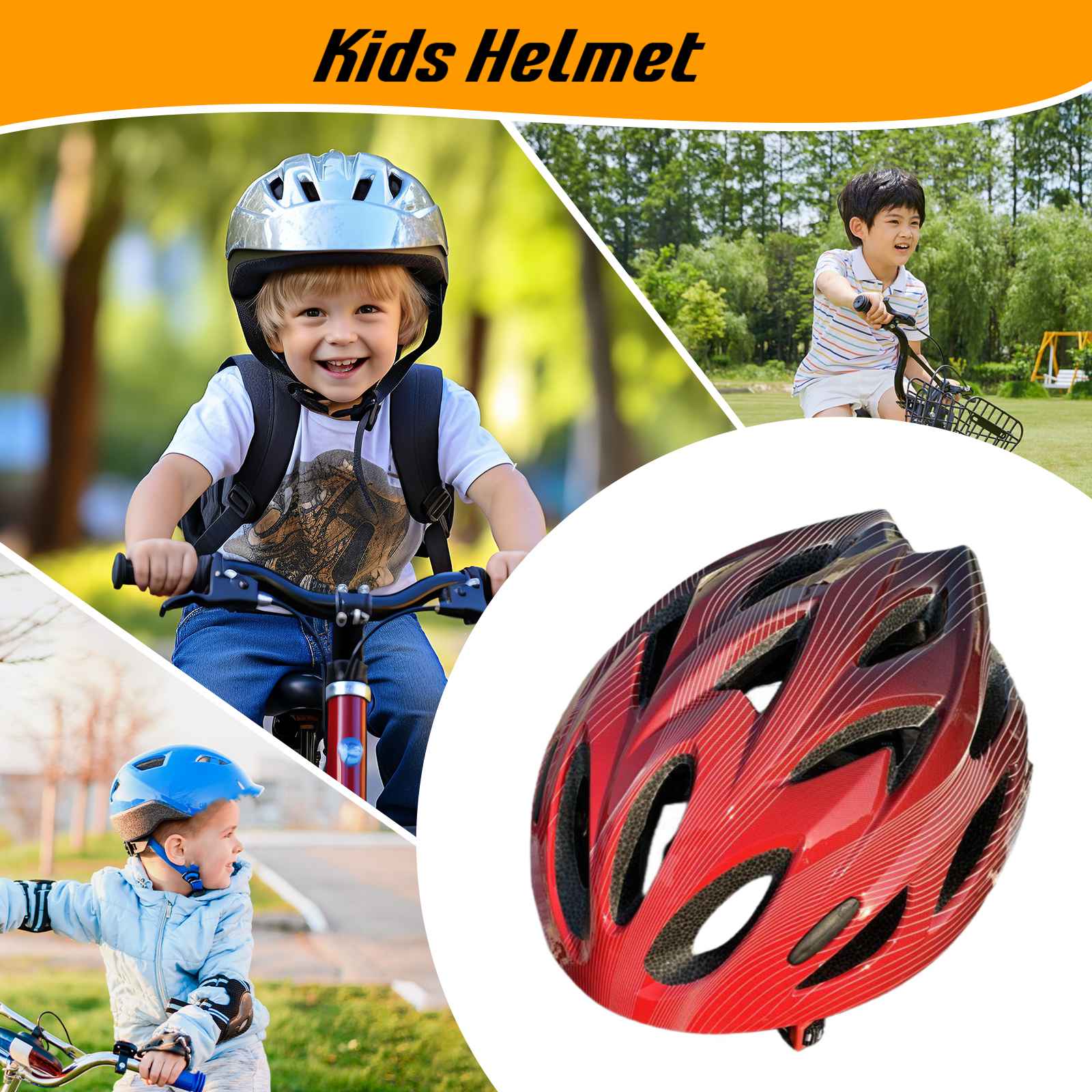 SiaBiced helmet for children Children's helmet Suitable for children 3-10 Red