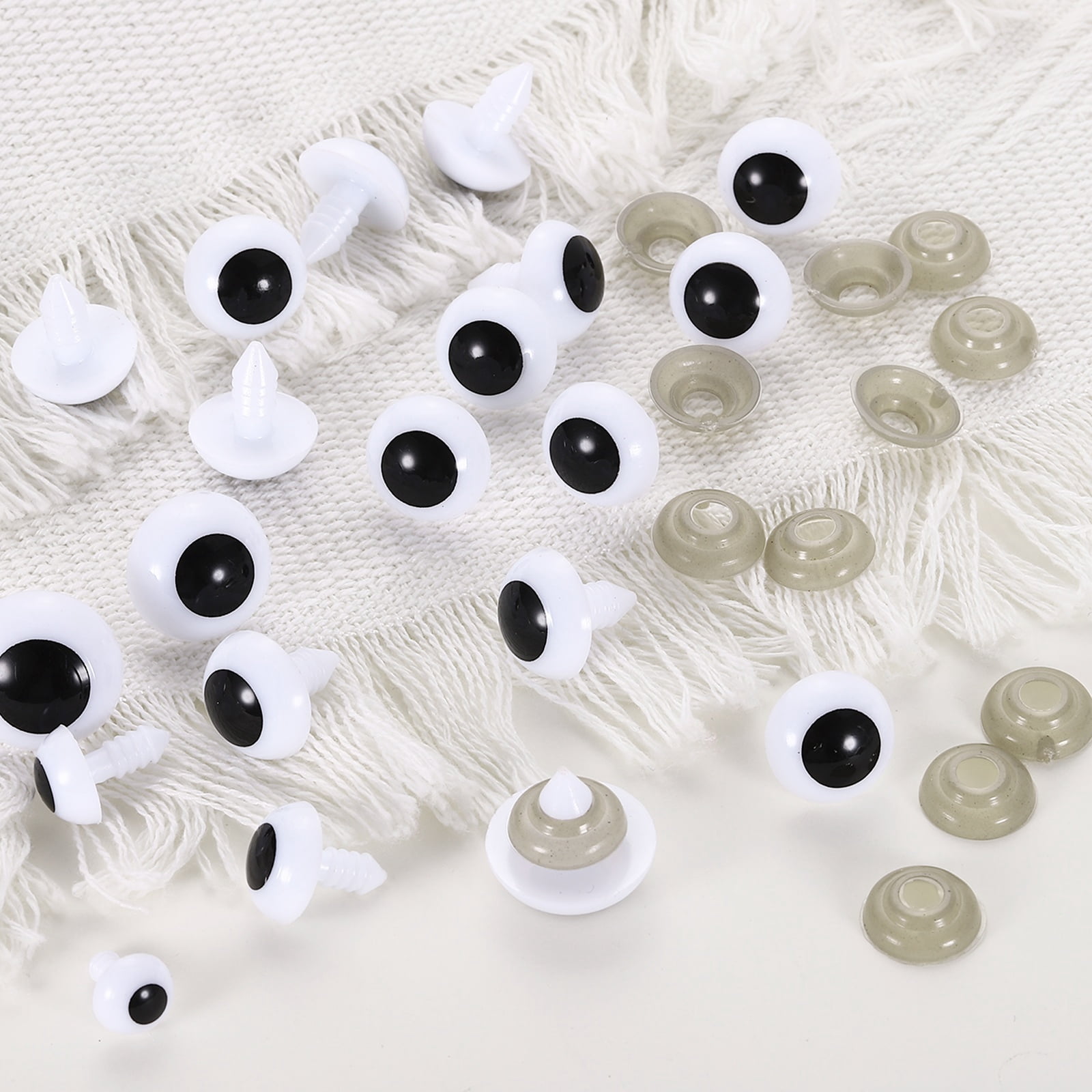 Uxcell 150 Pcs 18mm Plastic Safety Eyes for Crocheting with Washers for Animals, White
