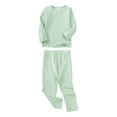thumbnail image 2 of AJIWYH Toddler Pjs,Baby Boy & Girls Long Sleeve Shirt Tops Pajamas Pants Set Kids Toddler Sleepwear Outfits Children Pj's for Daily 4t Girl Pajamas Light Green,3-4 Years, 2 of 3