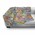 thumbnail image 3 of City Soft Flannel Fleece Throw Blanket, Colorful Town Design Ornamental Winter Holiday Christmas Time Architecture Pattern, Cozy Plush for Indoor and Outdoor Use, 60" x 80", Multicolor, by Ambesonne, 3 of 6