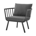thumbnail image 3 of Lounge Chair Armchair, Set of 2, Aluminum, Metal, Steel, Grey Gray, Modern Contemporary Urban Design, Outdoor Patio Balcony Cafe Bistro Garden Furniture Hotel Hospitality, 3 of 8