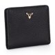 thumbnail image 1 of Qarigey Mini billetera corta y delgada para mujer, monedero con botones de ciervo, bolso suave de Color sólido, tarjetero plegable de cuero Carteras Negro, 1 of 6