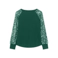 thumbnail image 5 of lkfuzj Girls Long Sleeve Shirts Casual Crewneck Blouses Loose Tunic Tops for Girls 9-14 Years 2025 Fashion Sequined Sleeve Pullover Shirts - Green, 5 of 6