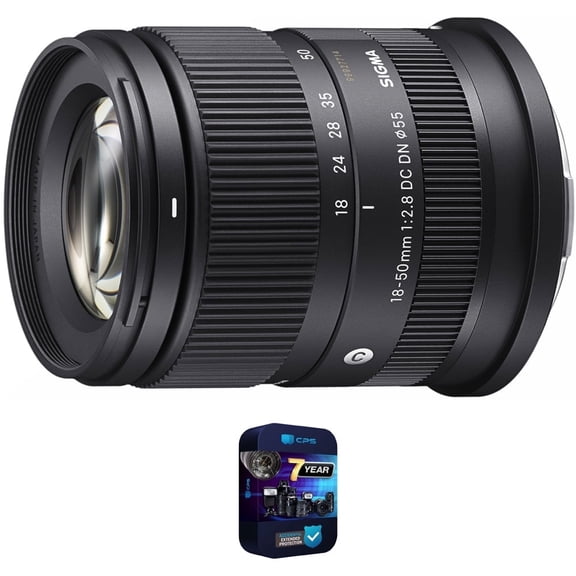Sigma 585965 18-50mm f/2.8 DC DN Contemporary APS-C Format Lens for Sony E-Mount Bundle with 7 YR CPS Enhanced Protection Pack