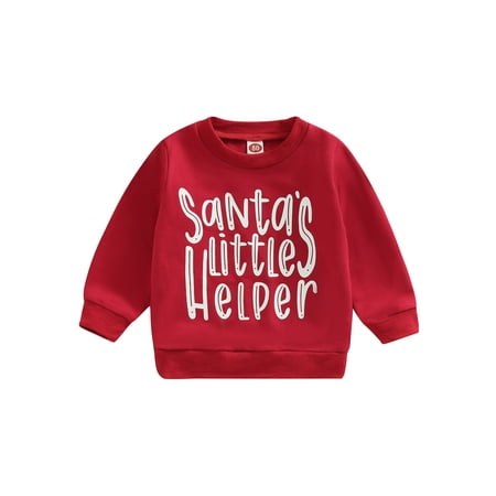 

Bagilaanoe Toddler Baby Girl Boy Christmas Sweatshirt Long Sleeve Letters Print Pullover 6M 12M 18M 24M 3T 4T Kids Fall Loose Tee Tops