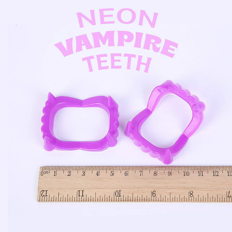 Halloween Plastic Teeth, Bright Color Vampire Teeth Plastic Fun Cool Fangs Halloween, Halloween Cosplay, Fun, Toy, Prize for Kids Adults Halloween