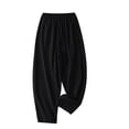 thumbnail image 3 of Endives Womens Linen Pant Baggy Retro Solid Color Cotton Linen Wide Leg Pant Loose Casual Pants Summer Black, 3 of 3