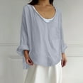 thumbnail image 6 of Outfmvch 3/4 Length Sleeve Womens Tops，Skinny Jeans for Women，Linen Shirts for Women，Gauze Shirts for Women，Plus Size Tops，Button Down Shirts for Women，Tunic Tops，Linen Tops for Women Gray，M, 6 of 7