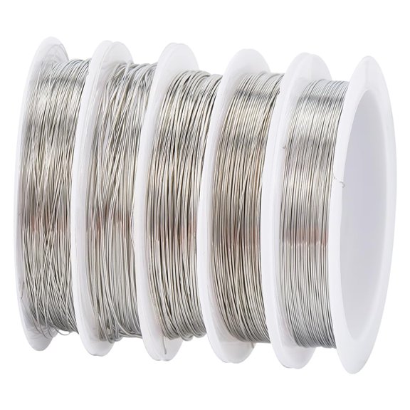 1bag 55.5M Copper Bead Wires 0.3/0.4/0.5/0.6/0.8mm Copper Jewelry Wire Silver Beading Wires Craft Wire Bendable Metal Wire Flexible Beading Wire for Jewelry Making Beading Sculpting Floral Silver DIY
