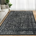 thumbnail image 5 of Volkmi Vintage Floral Area Rug – 10x13ft Black,Washable Non-Slip Low Pile Collapsible Carpet for Living Room, Bedroom,Traditional Floor Cover – USA Specification, 5 of 8