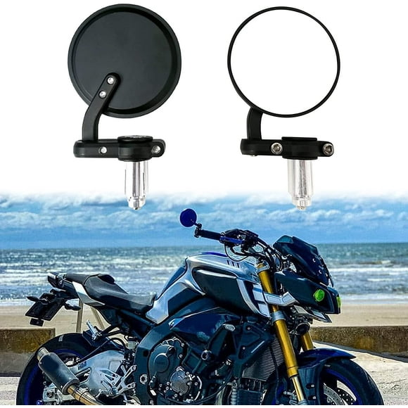Universal CNC Motorcycle Foldable 7/8" Handle Bar End Mirrors Rearview Side Round Compatible withMotorbike Harley
