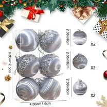 Christmas Home Decor,Christmas Balls,Tree Hanging Balls Low-Cost Christmas Tree Decor for Thanksgiving Party Wedding Decoration Gift Box,2.36in,6 Pcs,Gray