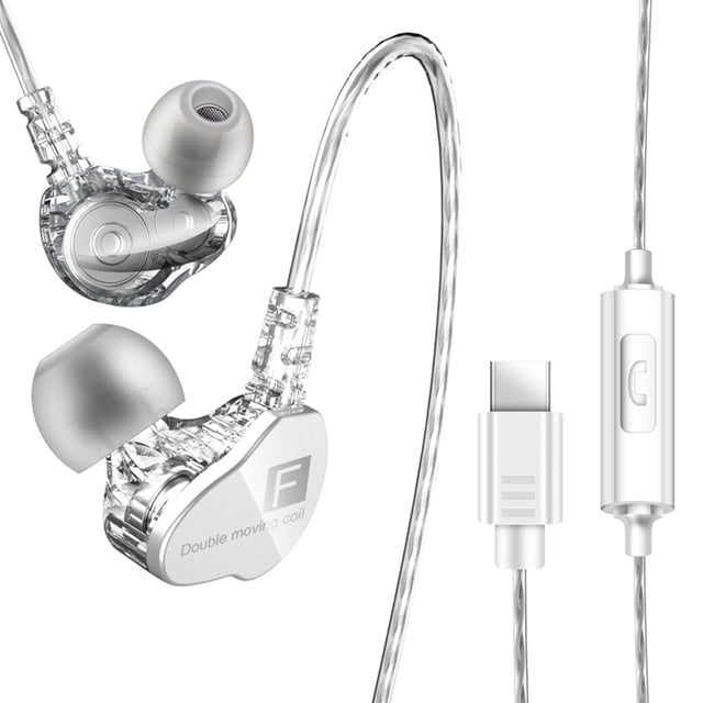 FONGE F4 Type-C Auriculares con cable Auriculares internos de doble bobina móvil