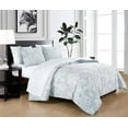 thumbnail image 2 of Chezmoi Collection Freesia 7-Piece Floral Bed in a Bag Queen, Gray/White, Jacquard Textured Lightweight Bedding for All Season (1 Comforter, 2 Shams, 2 Pillowcases, 1 Flat Sheet, 1 Fitted Sheet), 2 of 9