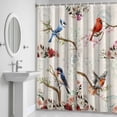 thumbnail image 5 of Vintage Birds Shower Curtain for Bathroom Decor, Retro Floral Flower Branch Rustic Farmhouse Waterproof Fabric Shower Curtain, 72"x72" Set with 12 Hooks, 5 of 9