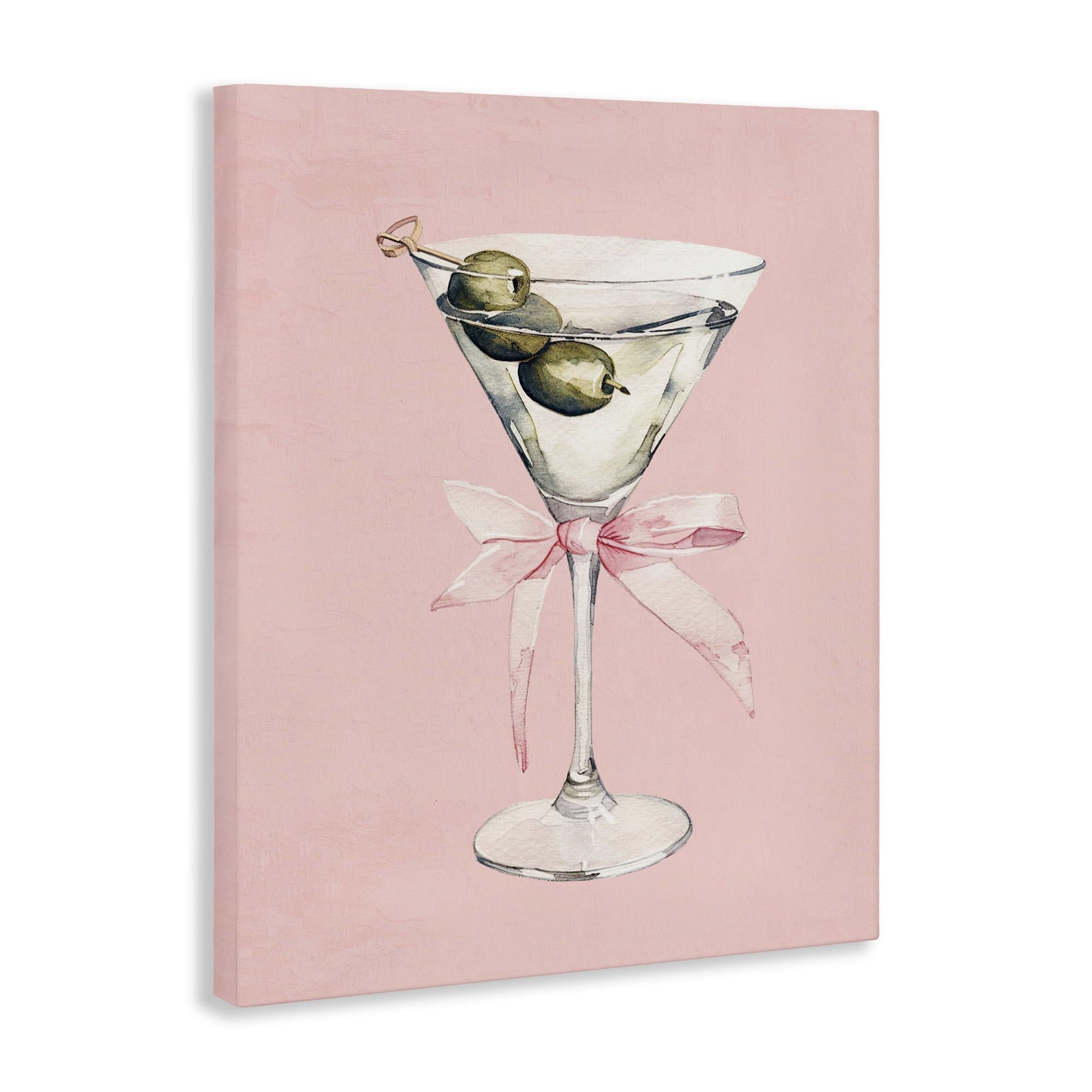 Stupell Industries Martini with Pink Bow Canvas Wall Art, design by Kim Allen