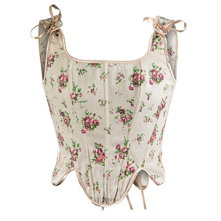 Corset Dress for Women Corset Tops for Women Plus Size Tops for Women Women Casual Sexy Eyelet Lace-up Floral Print Fishbone Court Vintage Corset Straps Tank Top