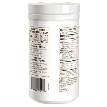 CAcafe Coconut Instant Coffee, Medium Roast, 19.05 Oz