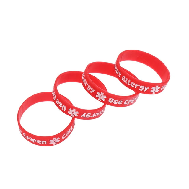 4pcs Silicone Bracelet Medical Warning Hand Strap Children Bracelet Wristbands Decoration Kids PVC Bracelet Hand Rings