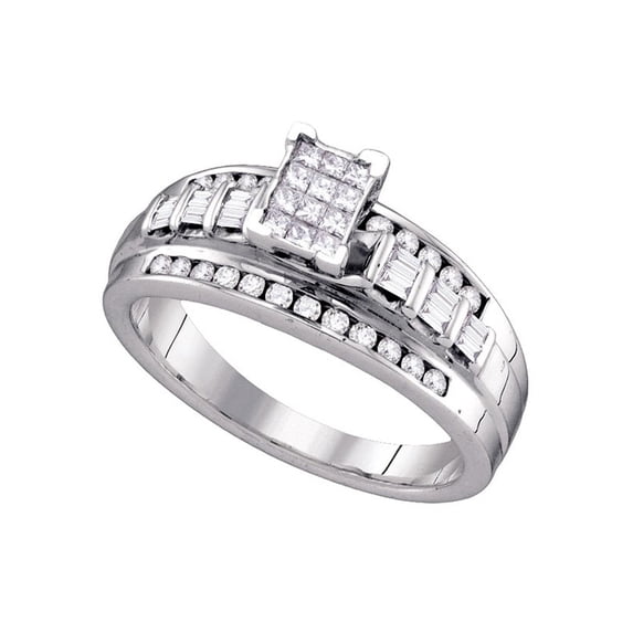 Sterling Silver Princess Diamond Fine Bridal Wedding Engagement Promise Ring 1/2 Ctw. Size 5