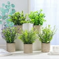 thumbnail image 3 of Travelwant Mini Potted Plants Artificial Flocked Eucalyptus Boxwood Rosemary Greenery in Pots Faux Potted Herbs Small Houseplants, 3 of 7